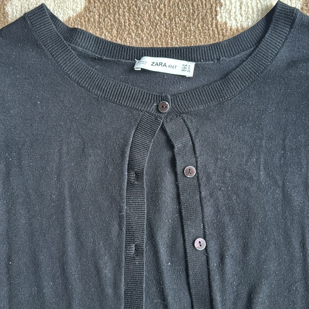 Black Knit Ruffle Cardigan - Picture 3 of 6